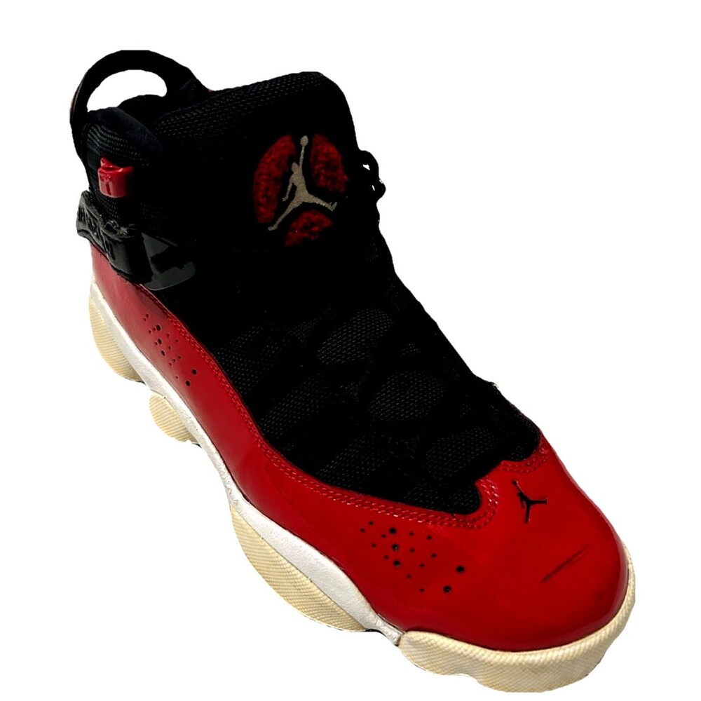 Air Jordan 6 Rings Youth 5Y Red Black Basketball Shoes Sneakers 323419-060